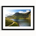 Extra large abstract art print of a colorful, textured European scenery on a black framed canvas.