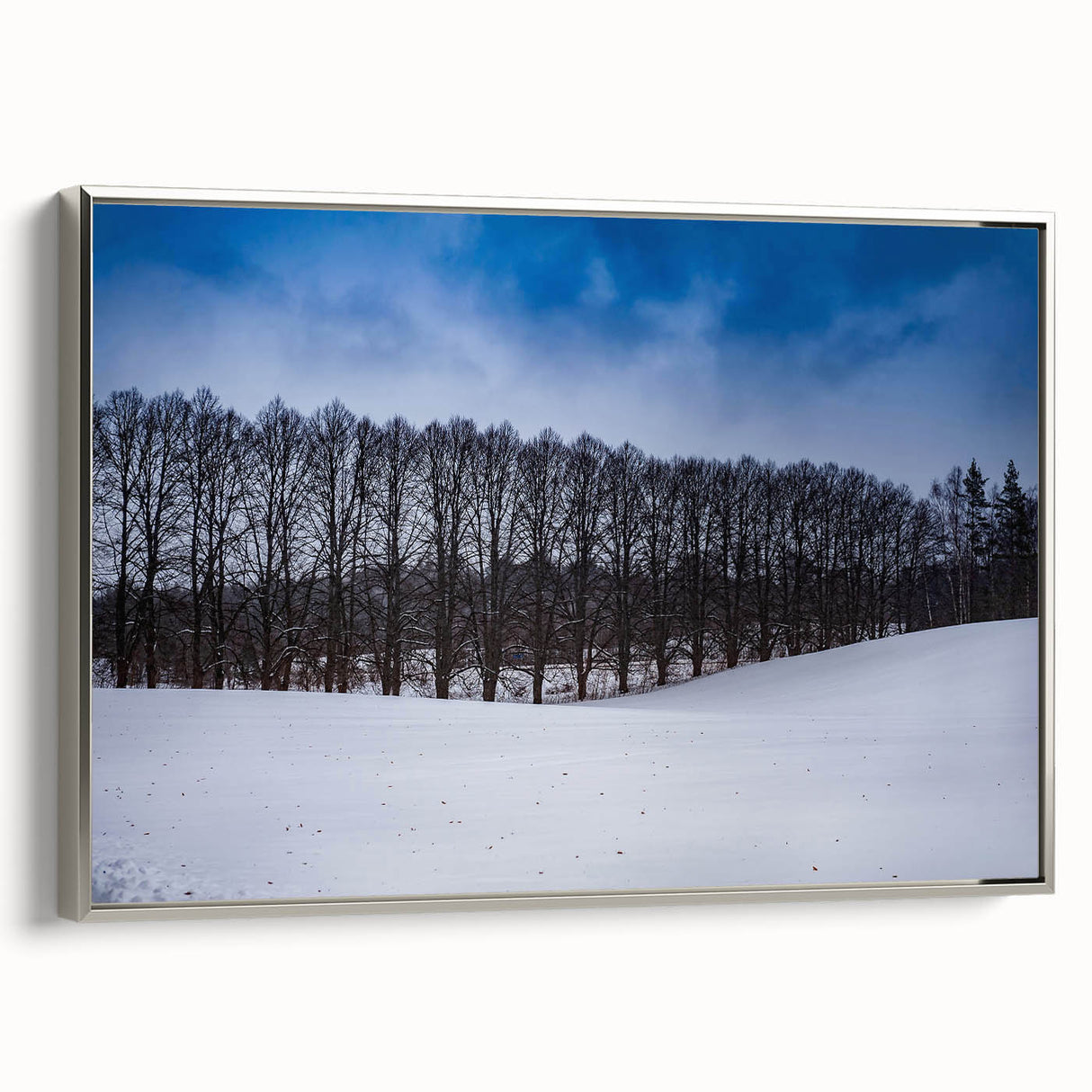 Landscape art painting of a European scenery in Estonia on framed canvas, featuring muted earth tones.