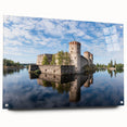 Acrylic print of a serene Finnish landscape in muted blue and green tones, ideal for dining room decor.