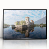Large abstract wall art featuring a stylized Finnish landscape in muted earth tones on a framed acrylic.