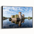 Black and white framed canvas depicting a vintage-style Finnish landscape, ideal for bedroom wall art.