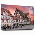 Acrylic print of a Bavarian landscape, featuring lush green fields and distant mountains, ideal for dining room decor.