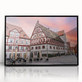 Large abstract wall art depicting a Bavarian landscape in muted earth tones, framed in black acrylic.
