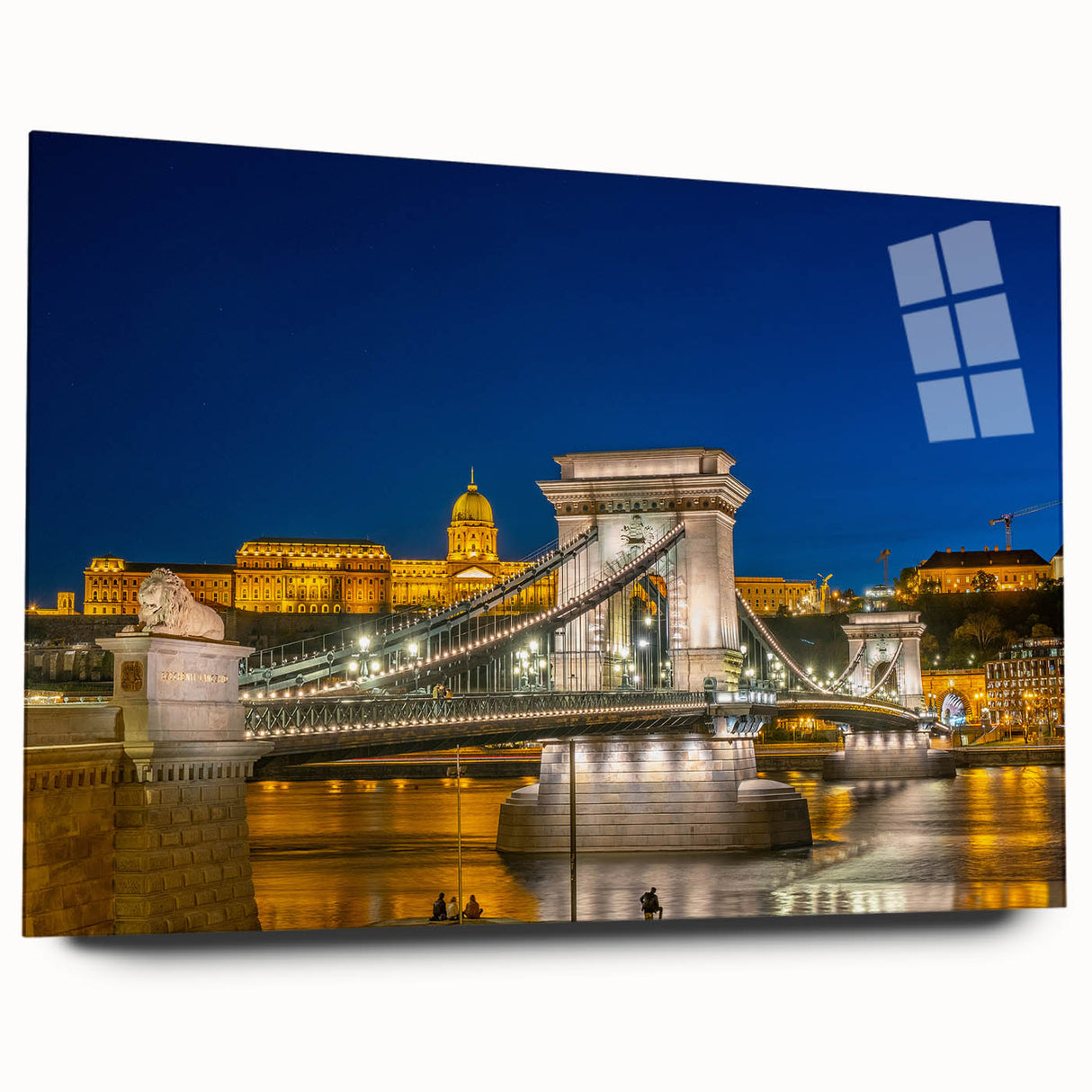 Large abstract depiction of a European scenery in muted earth tones on acrylic glass, ideal for bedroom or dining room art.