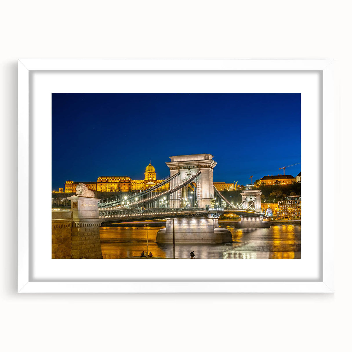 Textured abstract art print depicting a European scenery in muted earth tones, framed with a white mat.