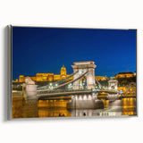 Framed canvas landscape art painting depicting a vintage European scene in colorful art tones, ideal for living room decor.