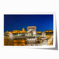 Extra large rolled print of a European landscape with vibrant green and blue hues, ideal for dining room wall art.