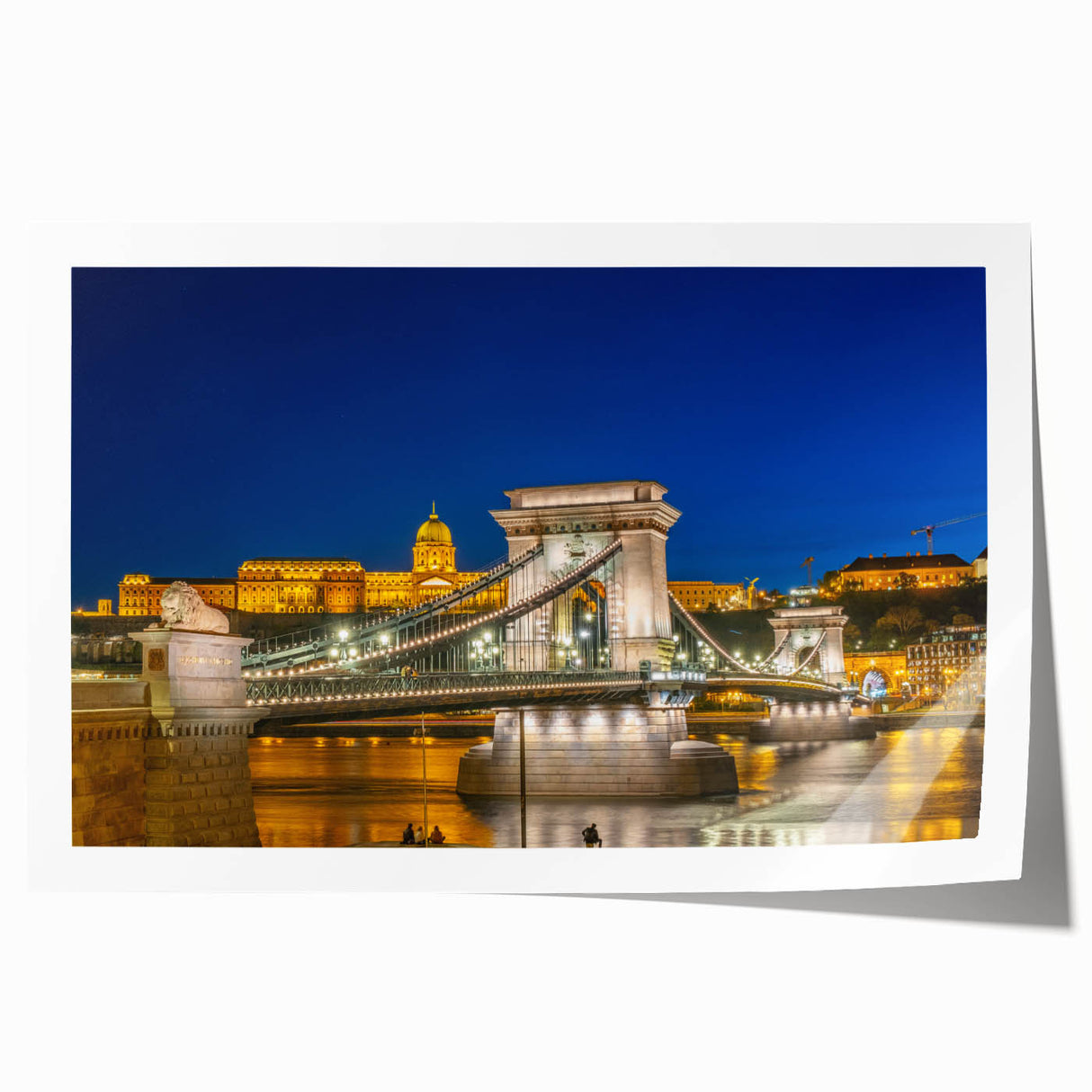 Extra large rolled print of a European landscape with vibrant green and blue hues, ideal for dining room wall art.