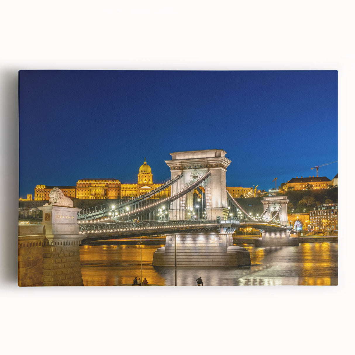 Black and white stretched canvas featuring a panoramic view of a European cityscape, ideal for kitchen wall art.