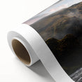 Art deco poster depicting a serene Icelandic landscape on rolled canvas, ideal for nursery wall art.