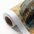 Art Deco poster of Rome with pastel shades on rolled canvas, ideal for nursery wall art.