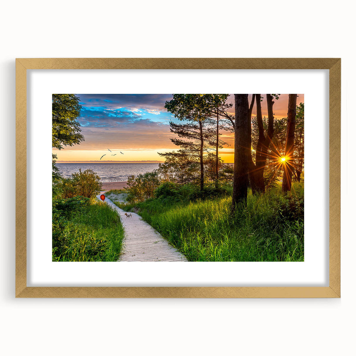 Abstract art print depicting a European landscape in muted earth tones on a framed canvas, ideal for dining room decor.