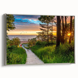 Framed canvas of a vintage-style Latvian landscape painting in vibrant colors, ideal for living room decor.