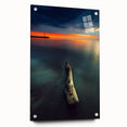Large abstract wall art depicting a European Lithuanian landscape on acrylic glass, ideal for bedroom or dining room decor.