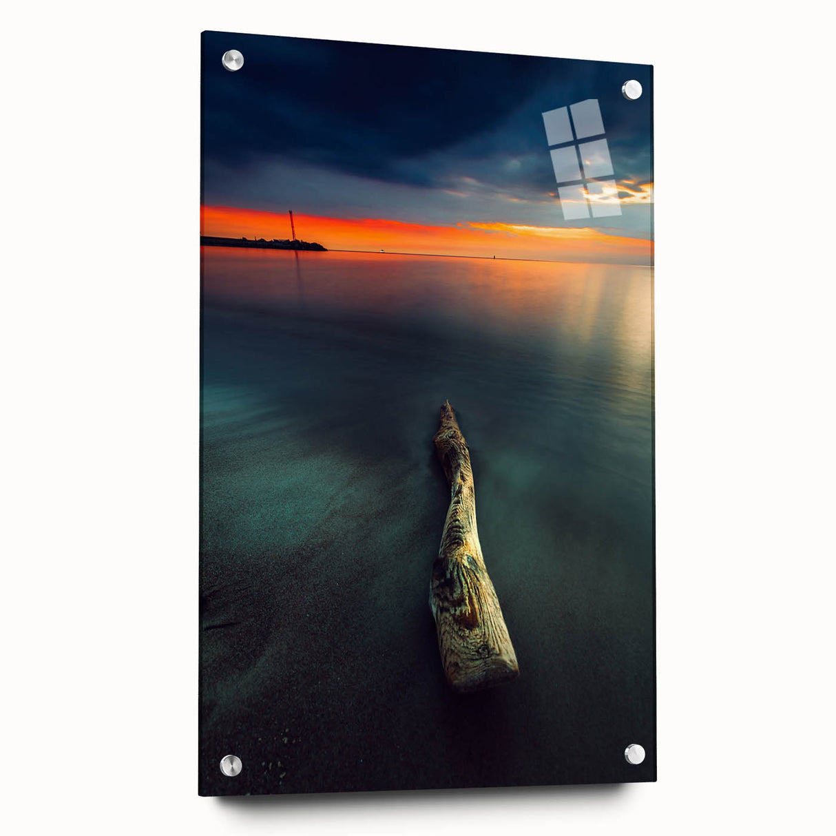 Large abstract wall art depicting a European Lithuanian landscape on acrylic glass, ideal for bedroom or dining room decor.