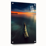 Large abstract wall art depicting a European Lithuanian landscape on acrylic glass, ideal for bedroom or dining room decor.