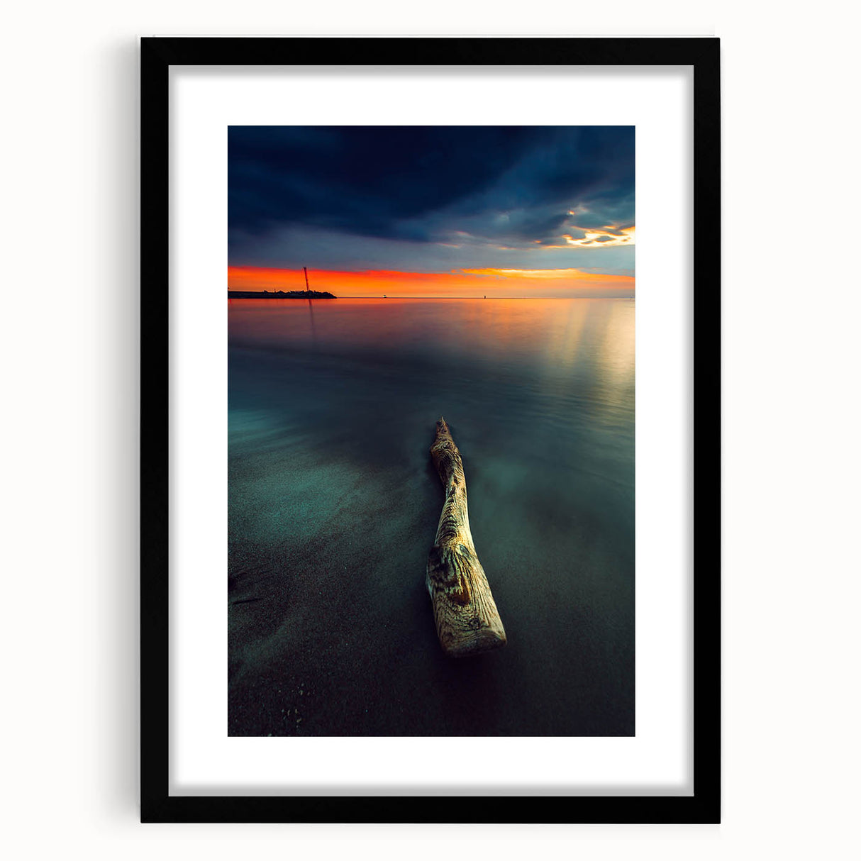 Extra large abstract art print of vibrant, colorful Lithuanian scenery on a textured canvas, framed in black.