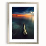 Extra large abstract art print depicting a textured European scenery in muted earth tones, framed in silver.