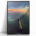 Large abstract wall art of a European Lithuanian scenery in muted earth tones, framed in black acrylic.