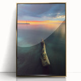 Art deco poster of a European Lithuanian scenery in gold framed acrylic, suitable for modern art wall decor or nursery.