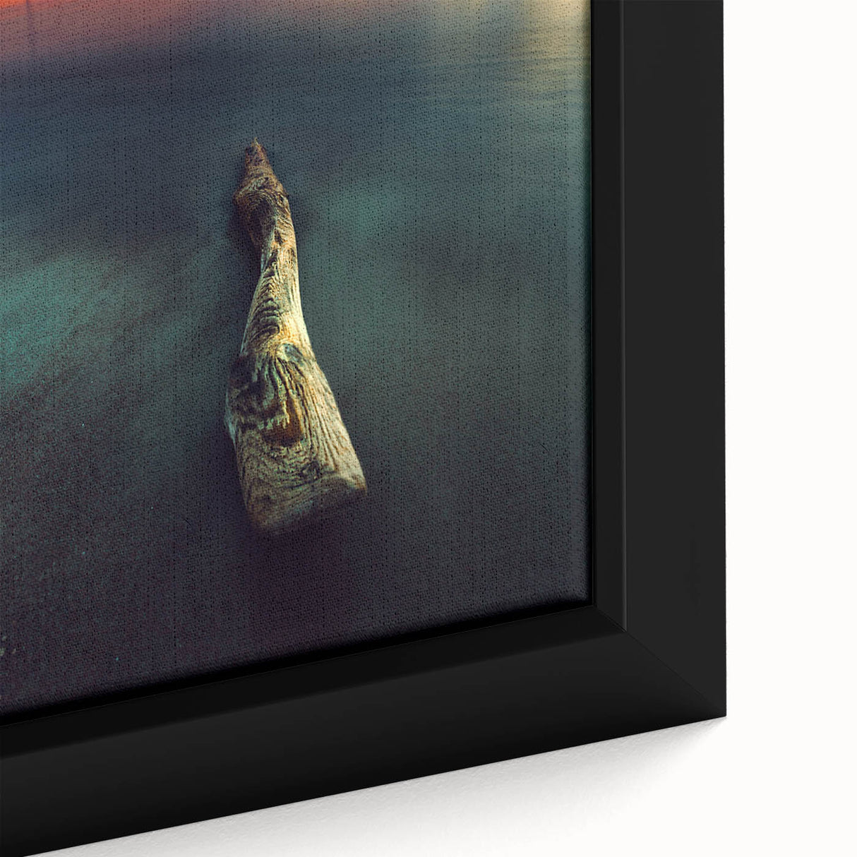 Textured black wall art featuring a colorful European Lithuanian scenery on a large framed canvas.