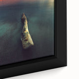 Textured black wall art featuring a colorful European Lithuanian scenery on a large framed canvas.