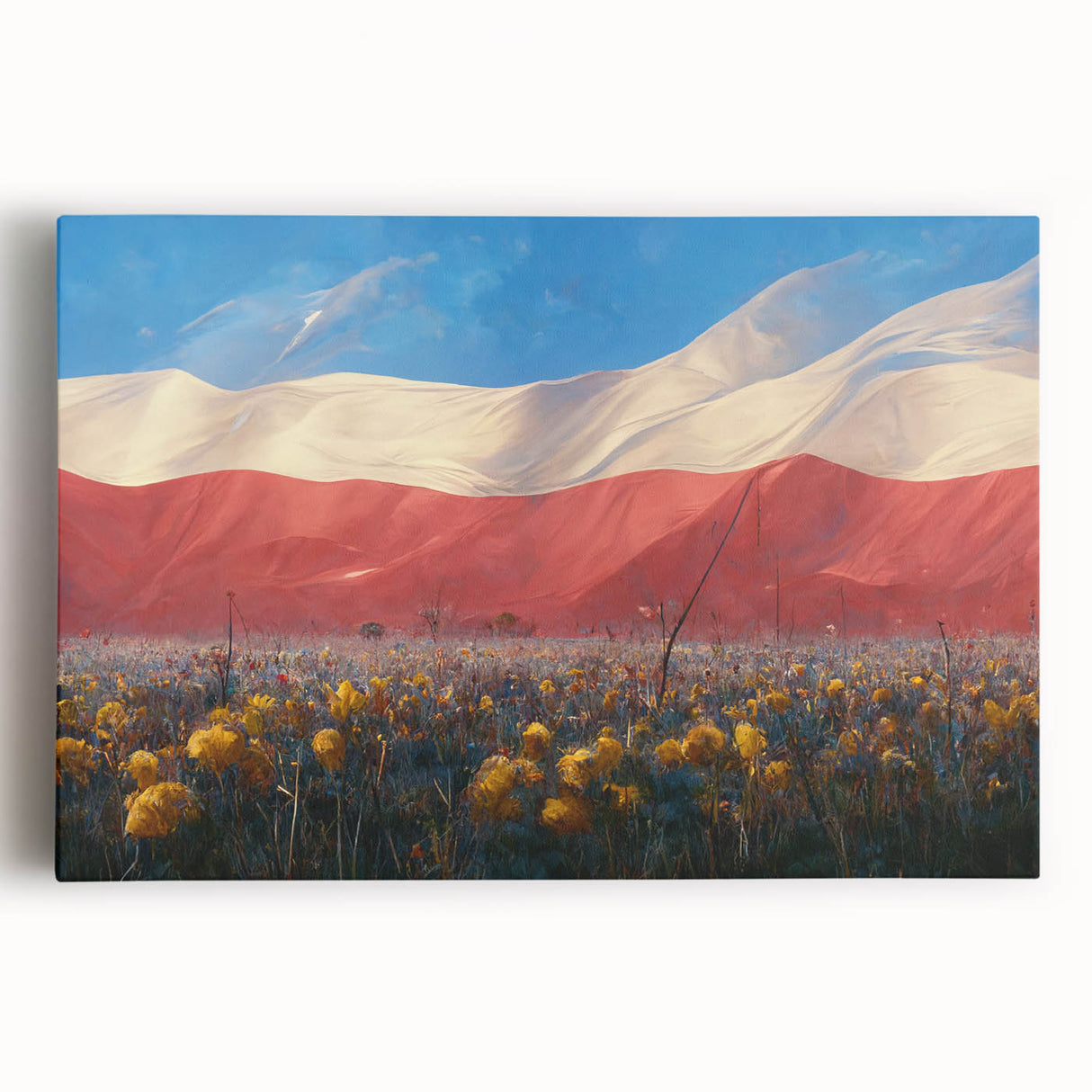 Black and white stretched canvas featuring a scenic European landscape, ideal for kitchen wall art or bedroom ambiance.