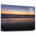 Acrylic glass print of a Yucatan landscape in soft blue and green tones, ideal for dining room decor.
