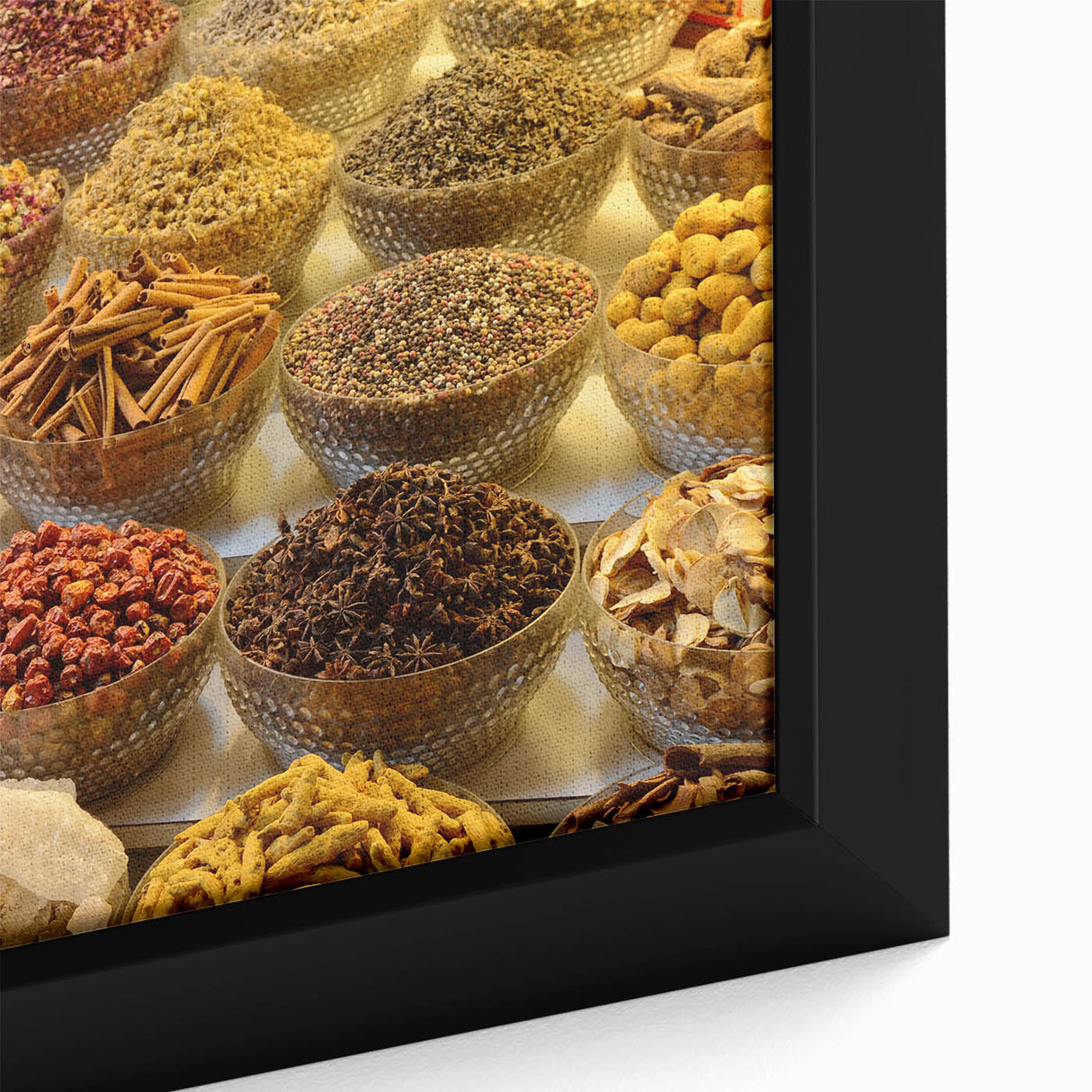 Framed canvas featuring a textured depiction of the Dubai skyline in black with vibrant, colorful accents.