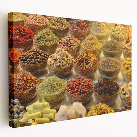 Panoramic view of Dubai skyline in muted earth tones on a large stretched canvas, suitable for kitchen wall art.