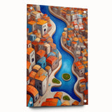 Acrylic print of a large abstract landscape depicting Middle Eastern scenery, ideal for dining room decor.