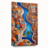 Large abstract wall art depicting a Middle Eastern scenery in muted earth tones on acrylic glass.