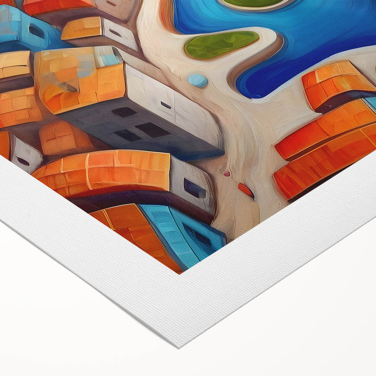 Art deco poster featuring a Middle Eastern Iranian scenery in muted earth tones on rolled canvas.