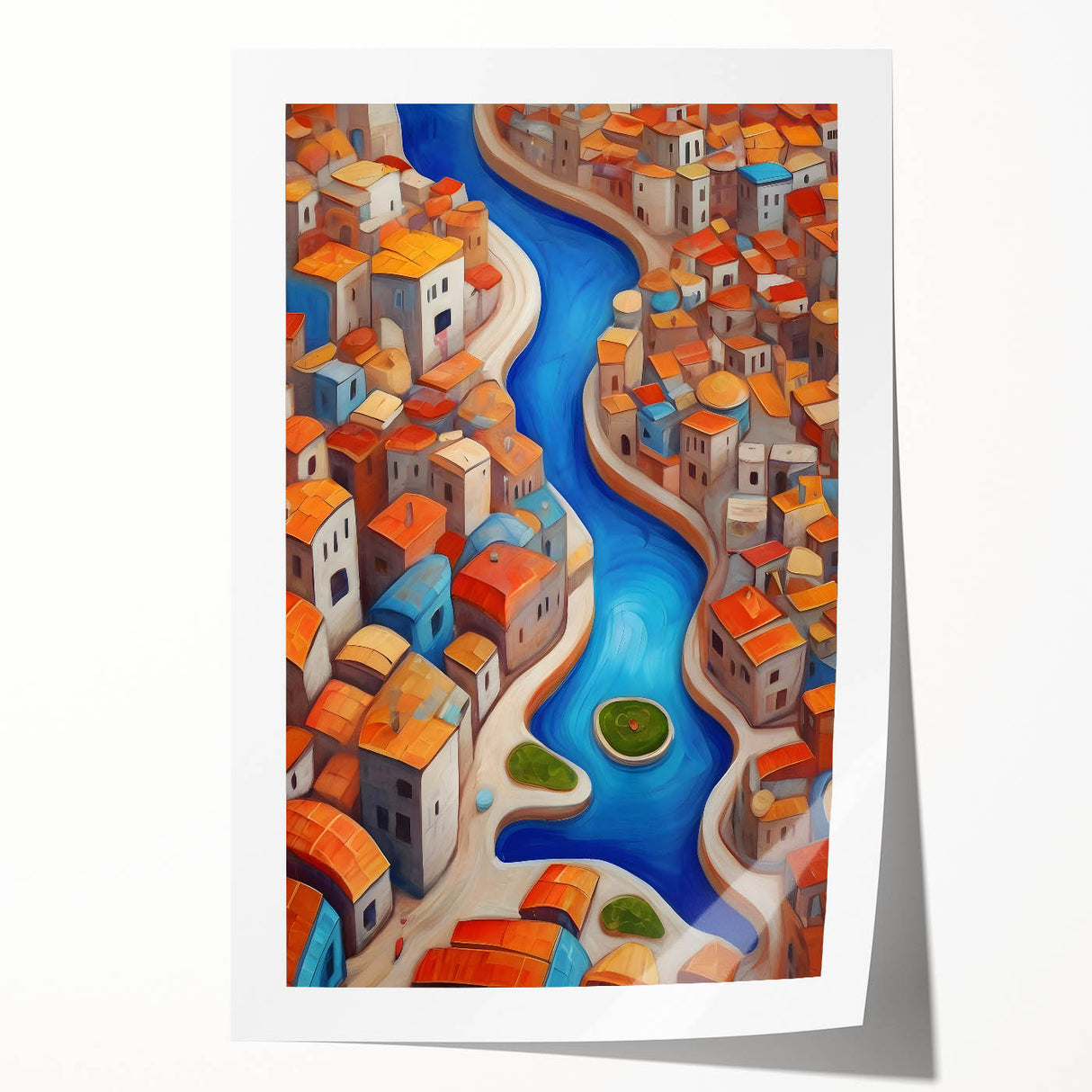 Extra large rolled print of a floral scene with vibrant colors, ideal for dining room wall art.