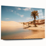 Acrylic print of a large abstract depiction of Middle Eastern scenery in earthy tones.
