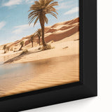 Extra large framed canvas featuring a textured, colorful Middle Eastern Oman scenery in black, ideal for living room decor.