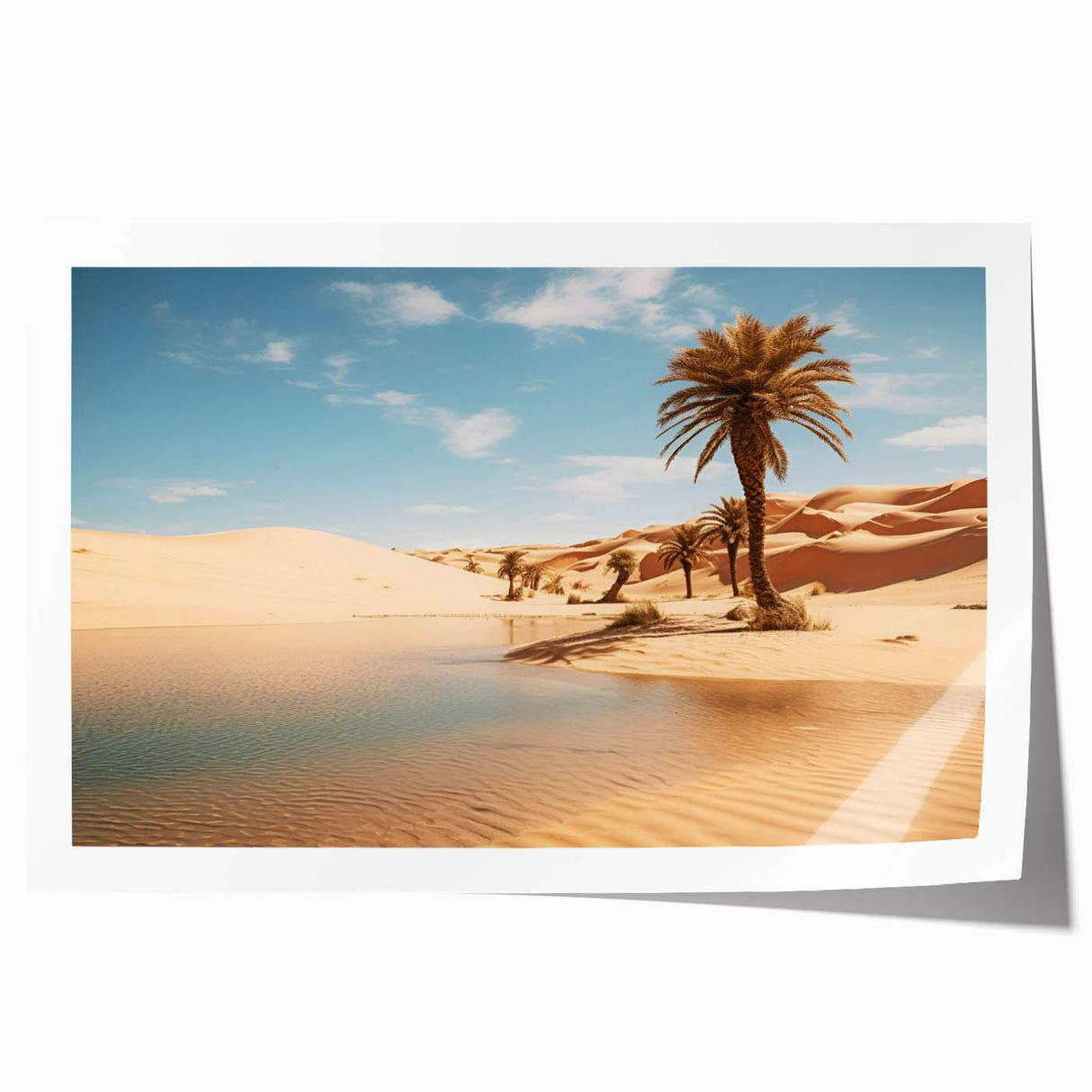 Rolled print of a Middle Eastern landscape in earthy tones, ideal for dining room or bathroom decor.