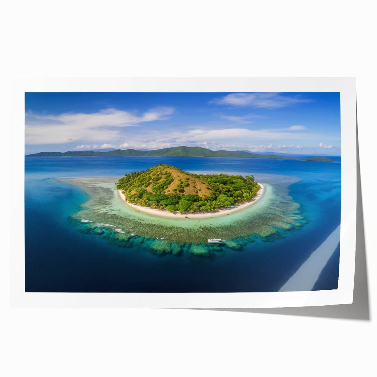 Extra large rolled print of Oceania, Fiji scenery with vibrant ocean and floral elements, ideal for art wall dining room.
