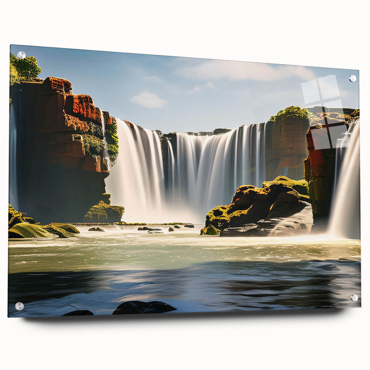 Acrylic print of a large abstract depiction of the Argentine landscape in earthy tones.
