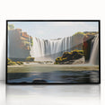 Large abstract wall art depicting a stylized Argentine landscape in muted earth tones on a framed acrylic panel.