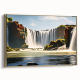 Vintage poster-style landscape painting of an Argentine scenery on framed canvas, with muted earth tones.