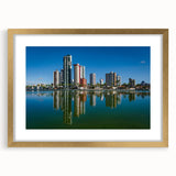 Extra large abstract art print depicting a textured Brazilian landscape in muted earth tones, framed in gold.