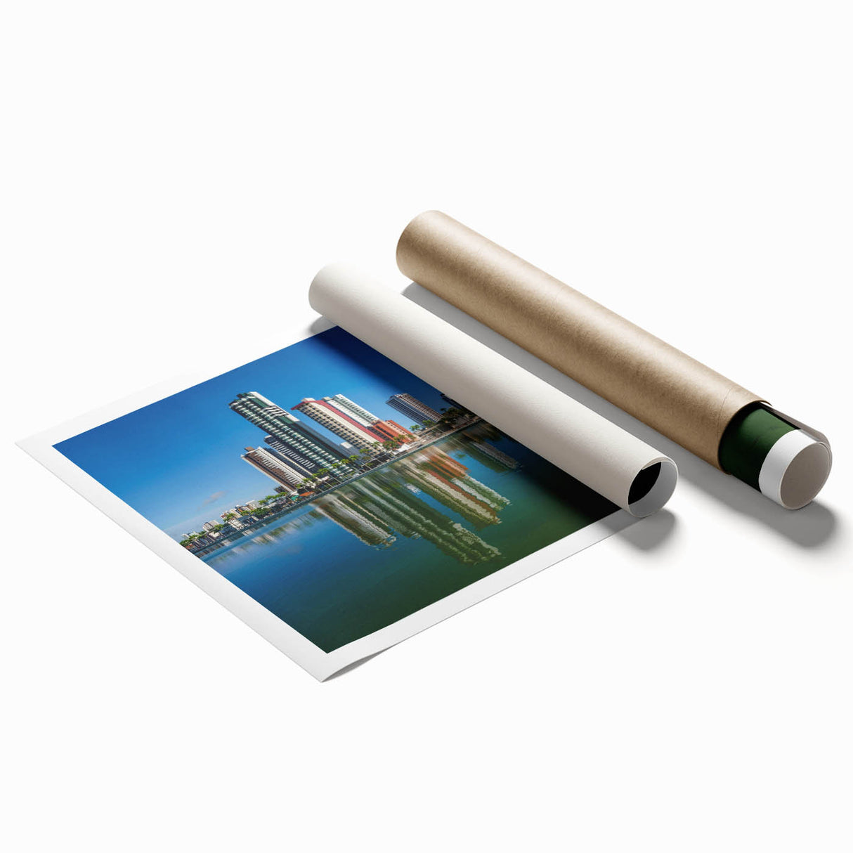 Extra large rolled print of a Brazilian landscape with vibrant greenery and floral elements.