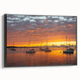 Black and white landscape art painting of a Connecticut scenery on framed canvas, ideal for bedroom wall decor.