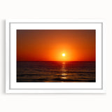 Abstract art print depicting Daytona scenery in muted blue and gray tones on a framed white matte canvas.
