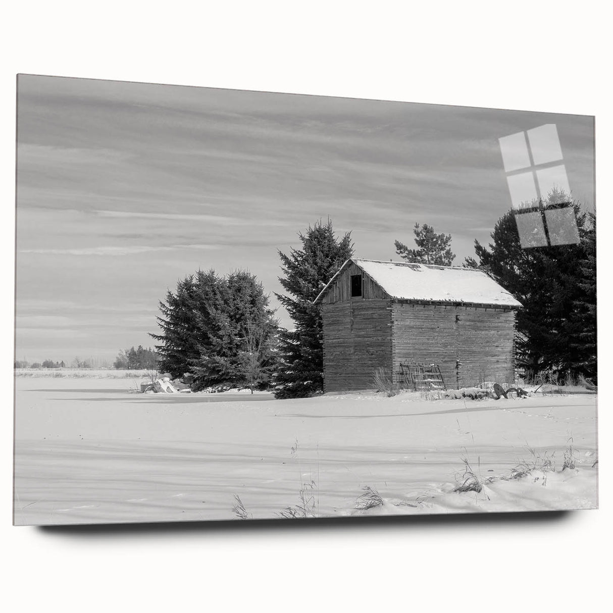 Large abstract wall art depicting Idaho scenery in muted earth tones on acrylic glass.