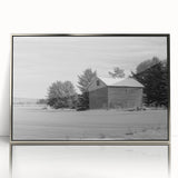 Mid-century modernist art depicting the Idaho scenery in muted earth tones on a framed acrylic print.