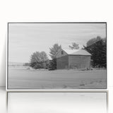 Art deco poster of Idaho scenery in muted earth tones on framed acrylic, ideal for modern art wall decor in a nursery.