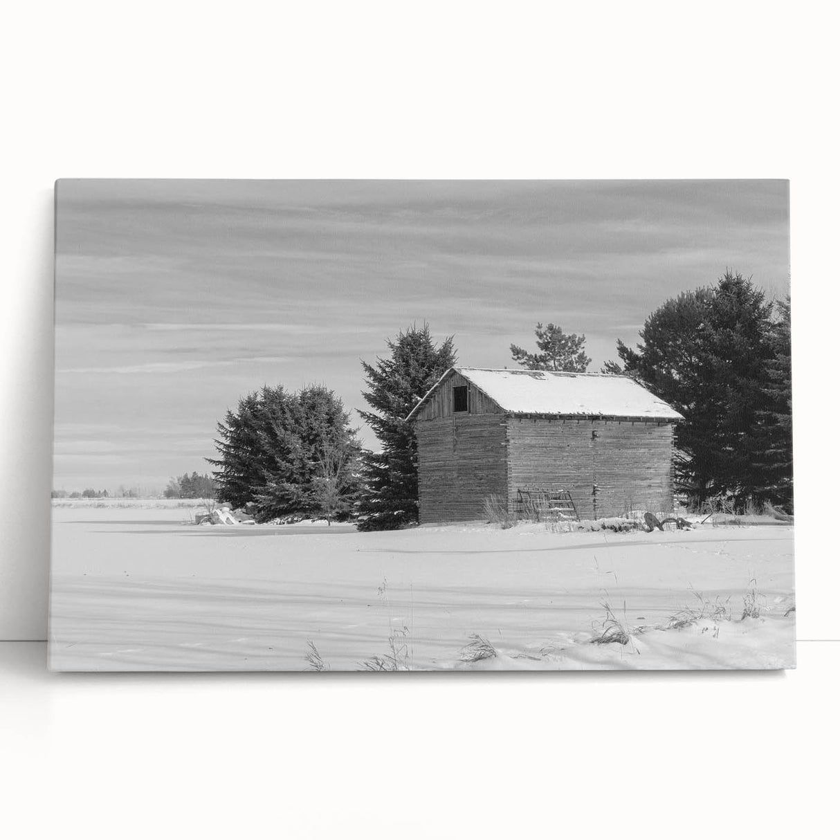 Black and white scenic Idaho landscape on large stretched canvas, ideal for kitchen wall art or bedroom decor.
