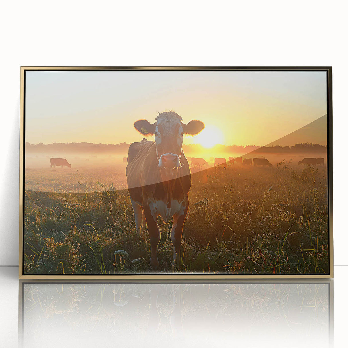 Large art print of a Kentucky landscape in muted earth tones on a framed acrylic, ideal for modern art wall decor.